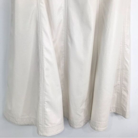 SOLD Ann Taylor White Faux Leather A Line Panel Stitch Midi Skirt NEW - Picture 4 of 15